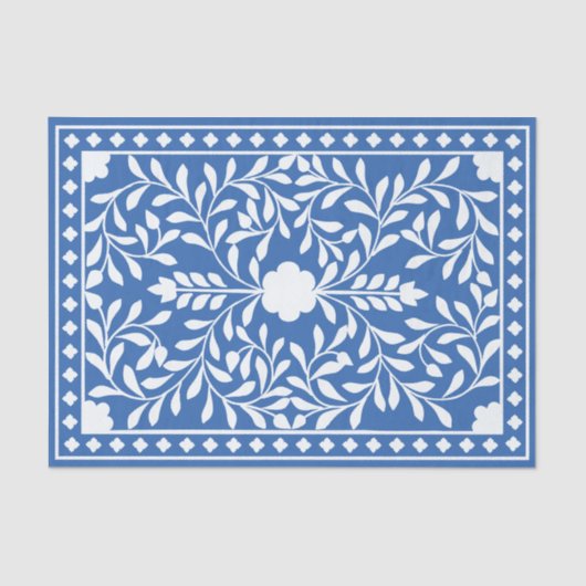 Bright Blue Traditional Bone Inlay Decoupage Paper 薄葉紙 (正面)