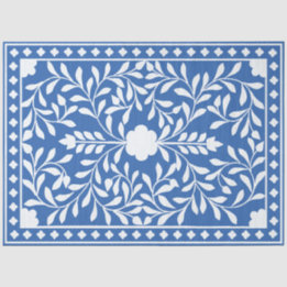 Bright Blue Traditional Bone Inlay Decoupage Paper 薄葉紙