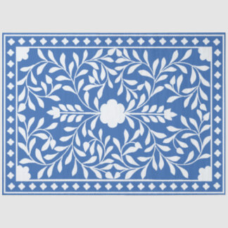 Bright Blue Traditional Bone Inlay Decoupage Paper 薄葉紙