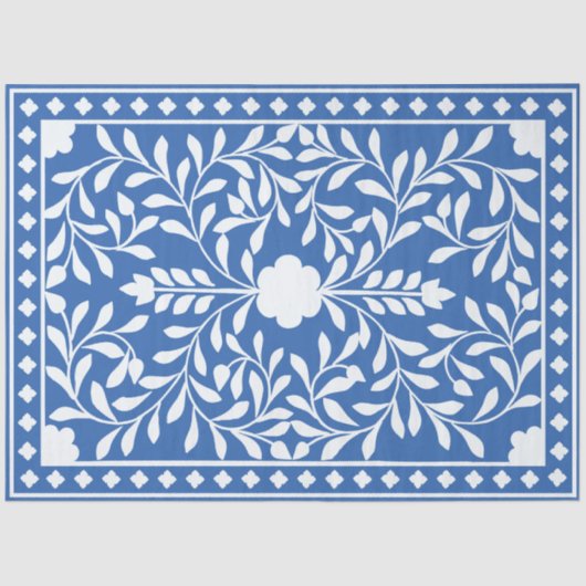 Bright Blue Traditional Bone Inlay Decoupage Paper 薄葉紙 (正面)