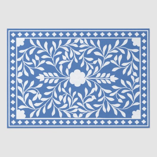 Bright Blue Traditional Bone Inlay Decoupage Paper 薄葉紙 (正面)