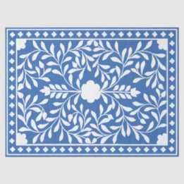 Bright Blue Traditional Bone Inlay Decoupage Paper 薄葉紙