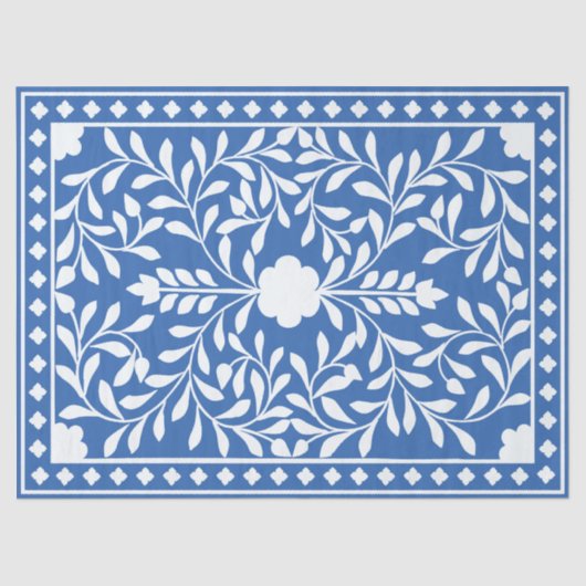 Bright Blue Traditional Bone Inlay Decoupage Paper 薄葉紙 (正面)