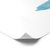 Bright blue watercolor floral personalized   ポスター (角)