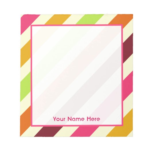 Bright Bohoのストライプメモパーソナライズされた帳 ノートパッド (正面)