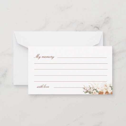 Bright Boho Favorite Memory of the Bride Ticket ノートカード (裏面)