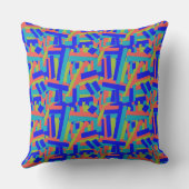 Bright Bold Blue Green Coral Abstract Patches クッション (裏面)