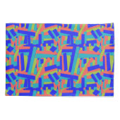 Bright Bold Blue Green Coral Abstract Patches 枕カバー (裏面)