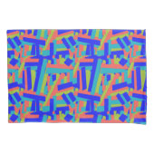 Bright Bold Blue Green Coral Abstract Patches 枕カバー (正面)
