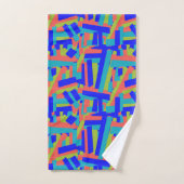 Bright Bold Blue Lime, Coral Abstract Patches バスタオルセット (ハンドタオル)