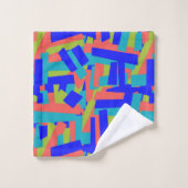 Bright Bold Blue Lime, Coral Abstract Patches バスタオルセット (ウォッシュタオル)