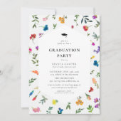 Bright Bold Dainty Floral Graduation Party 招待状 (正面)