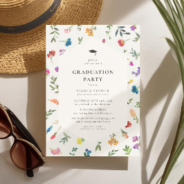 Bright Bold Dainty Floral Graduation Party 招待状