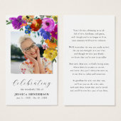 Bright & Bold Floral Sympathy Funeral Prayer Card (正面&裏面)
