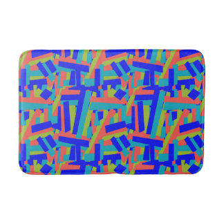 Bright Bold Lime Blue Coral Abstract Patches バスマット