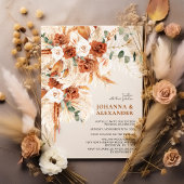 Bright Bold Terracotta Bohemian Photo Wedding 招待状