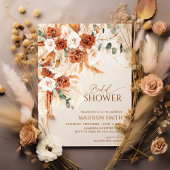 Bright Bold Terracotta Floral Boho Bridal Shower 招待状