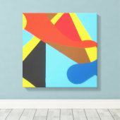 Bright Bold Turquoise Abstract Art Print キャンバスプリント (インサイチュ (ウッドフロア))