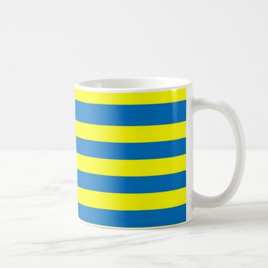 Bright Bold Yellow and Blue Stripes コーヒーマグカップ (右)
