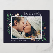 Bright Boughs | Happy Holidays Photo 箔シーズンカード (正面)
