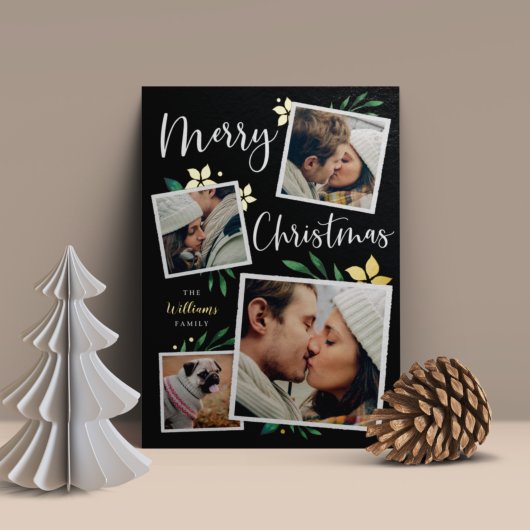 Bright Boughs | Multi Photo Collage Christmas 箔シーズンカード