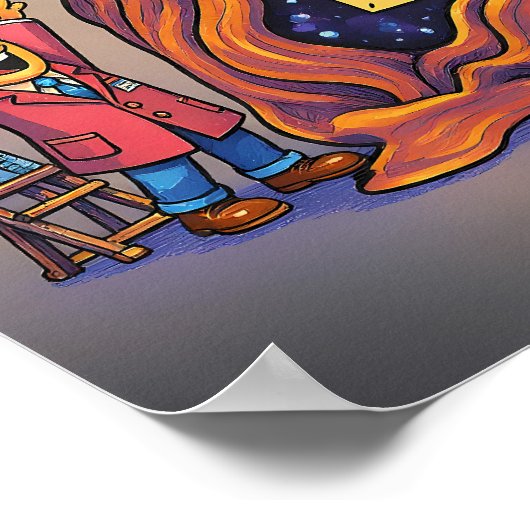 Bright Cartoon Ink Mascot Decal Sticker ポスター (角)