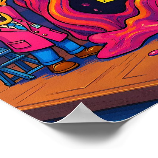 Bright Cartoon Scientist Wall Art Print ポスター (角)