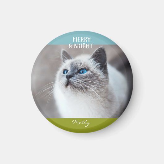 Bright Cat メリー Kitten Christmas写真名 マグネット (正面)