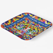 Bright Cat's顔in Rainbow Colors -名前をカスタムする ペーパープレート (傾斜あり)