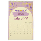 Bright & Cheerful Aesthetic Calendar カレンダー (2月 2027)