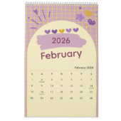Bright & Cheerful Aesthetic Calendar カレンダー (2月 2026)