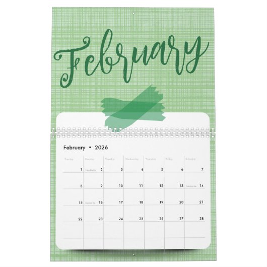 Bright, Cheerful, and Adorable Design Calendar カレンダー (2月 2026)