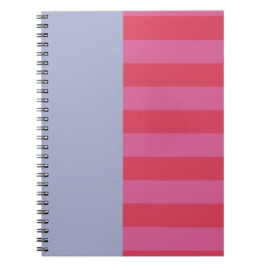 Bright Cheerful pink and ice blue striped design ノートブック (正面)