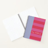 Bright Cheerful pink and ice blue striped design ノートブック (内部)