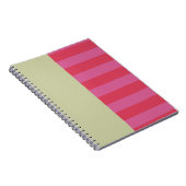 Bright Cheerful pink and sage green striped design ノートブック (右側)