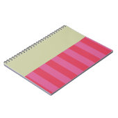 Bright Cheerful pink and sage green striped design ノートブック (左側)