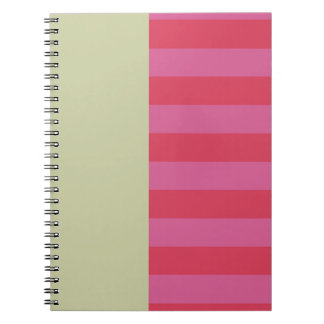 Bright Cheerful pink and sage green striped design ノートブック
