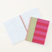 Bright Cheerful pink and sage green striped design ノートブック (内部)