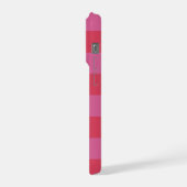 Bright Cheerful pink and yellow striped design iPhoneケース (左側面)