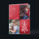 Bright Christmas Folded Photo Card シーズンカード<br><div class="desc">A brilliant Christmas Tree and snowflakes add festive flair on this red folded holiday photo card. Card is easy to customize with your photo, wording, font and font color . Available in two sizes. Not exactly what you’re looking for? All our products can be custom designed to meet your needs...</div>