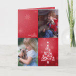 Bright Christmas Folded Photo Card シーズンカード<br><div class="desc">A brilliant Christmas Tree and snowflakes add festive flair on this red folded holiday photo card. Card is easy to customize with your photo, wording, font and font color . Available in two sizes. Not exactly what you’re looking for? All our products can be custom designed to meet your needs...</div>