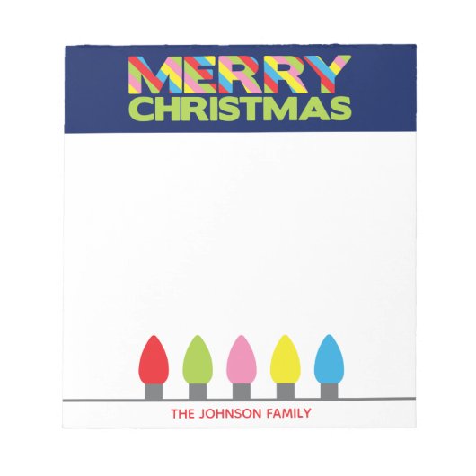 Bright Christmas Lights パーソナライズされた Notepad ノートパッド (正面)