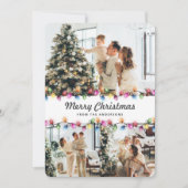 Bright Christmas Lights Purple Botanical Photo シーズンカード (正面)