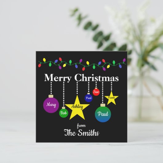 Bright Christmas Ornaments Flat Christmas Card (スタンド正面)
