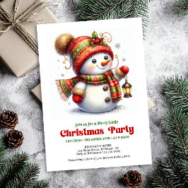 Bright Christmas snowman invite kids holiday   招待状