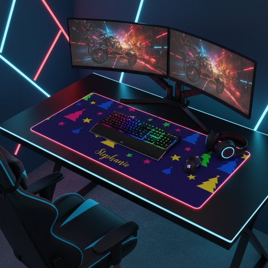 Bright Christmas Tree Festive Personalized Pattern デスクマット