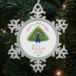 Bright Christmas Tree Peacock Paper Ornament Card スノーフレークピューターオーナメント