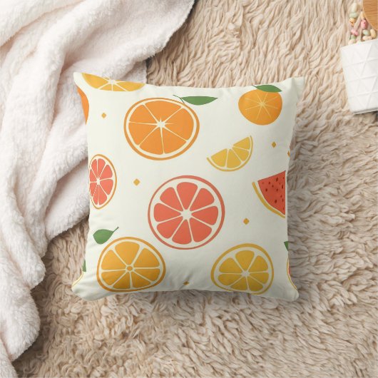 Bright Citrus Fruit Art クッション (ブランケット)