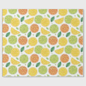Bright Citrus Slice Pattern Gift Wrap ラッピングペーパー (フラット)
