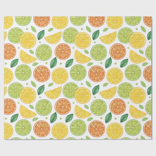 Bright Citrus Slice Pattern Gift Wrap ラッピングペーパー (フラット)